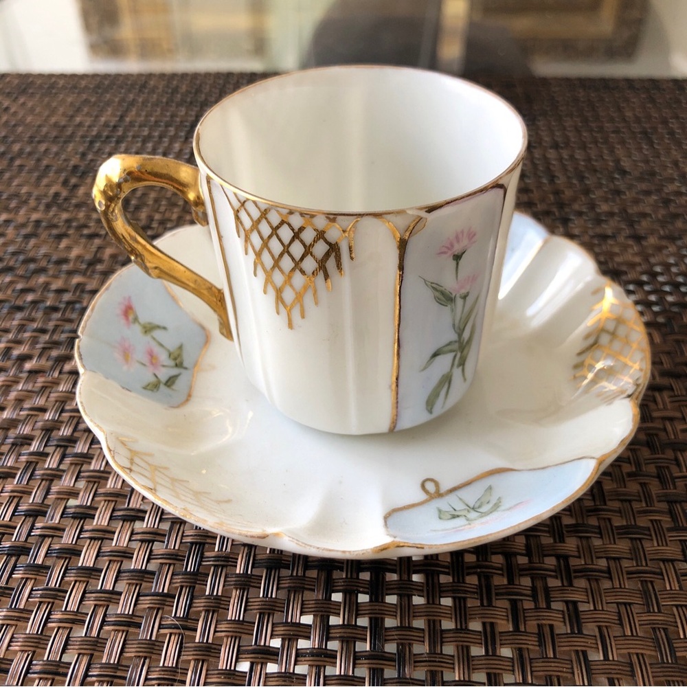 H & Co Coffee Cup and Saucer Set Porcelain